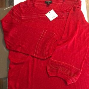 Liz Claiborne Woman Cabaret Red Pull Over Top 3/4 Sleeves